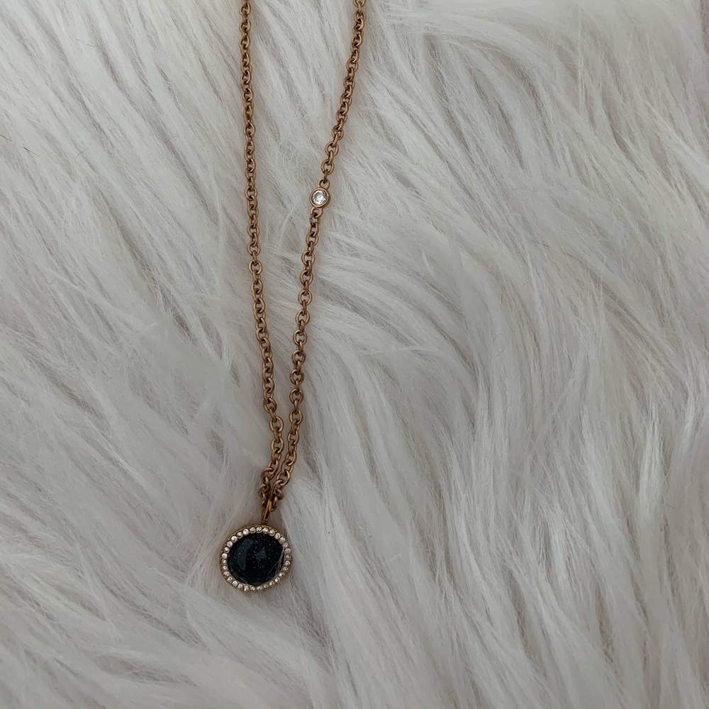 Fossil Black Charm Pendent Necklace